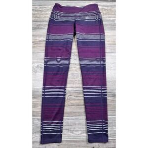 Athleta M Colorblock Purple Striped Chaturanga Leggings Women's Size Medium